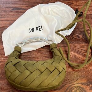 JW PEI Olive Braided Shoulder Bag with Silver Handle